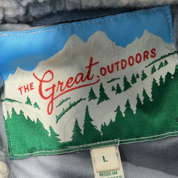 The GREAT. Plush Mountaintop Coat in Bluebird Alpine Plaid Large - Picture 6 of 6